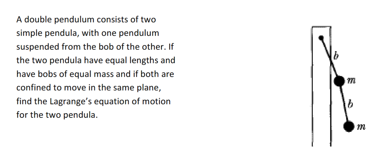 Solved A Double Pendulum Consists Of Two Simple Pendula Chegg