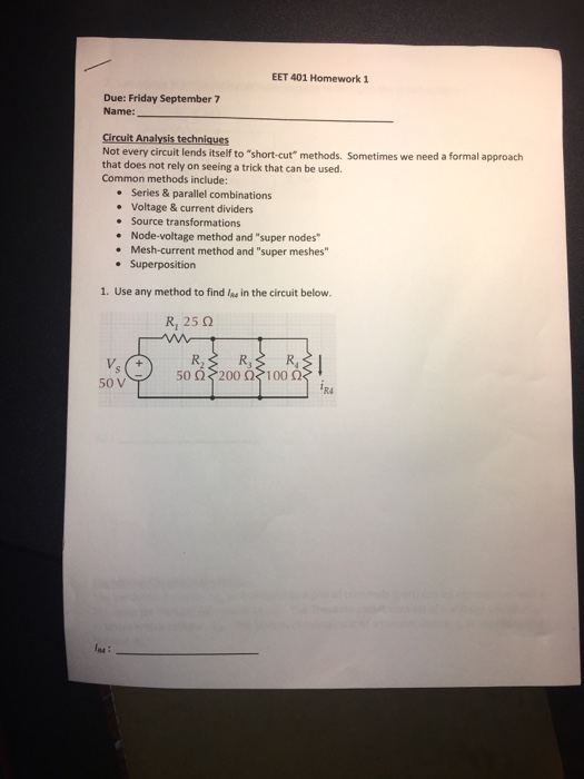 Solved EET 401 Homework 1 Due Friday September 7 Name Chegg