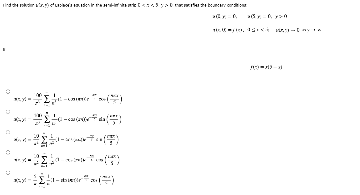 Solved Find The Solution U X Y Of Laplace S Equation In Chegg