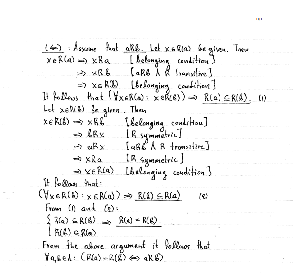 Solved Let R Be An Equivalence Relation On A Set A Show Chegg