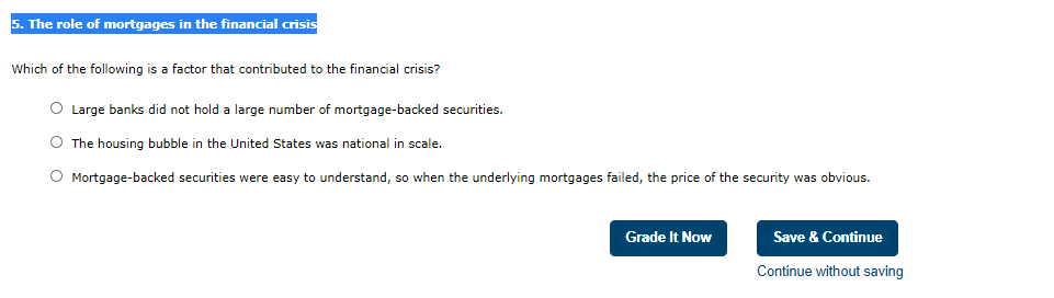 Solved 5 The Role Of Mortgages In The Financial Crisis Chegg