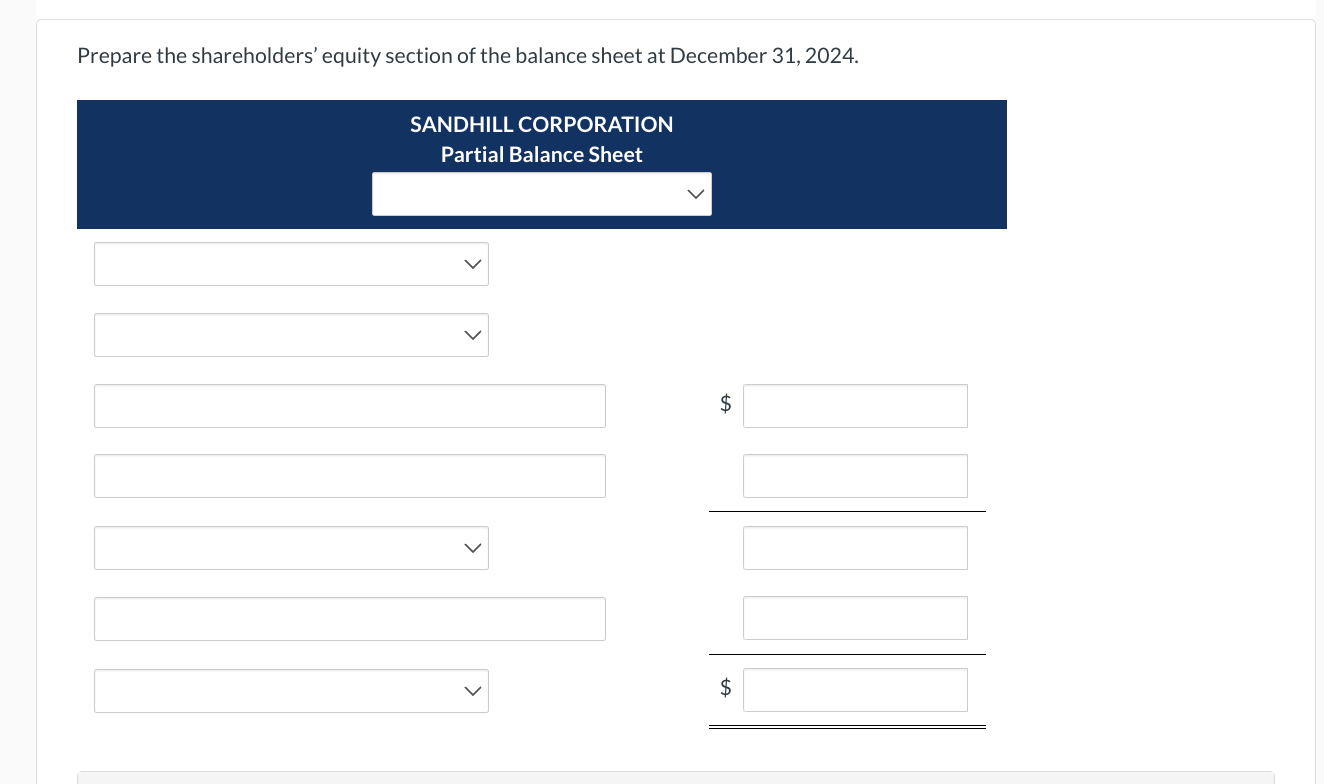 Solved On December 31 2023 Sandhill Corporation A Public Chegg