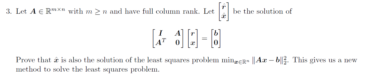 Solved Let A E Rmxn With M N And Have Full Column Rank Chegg