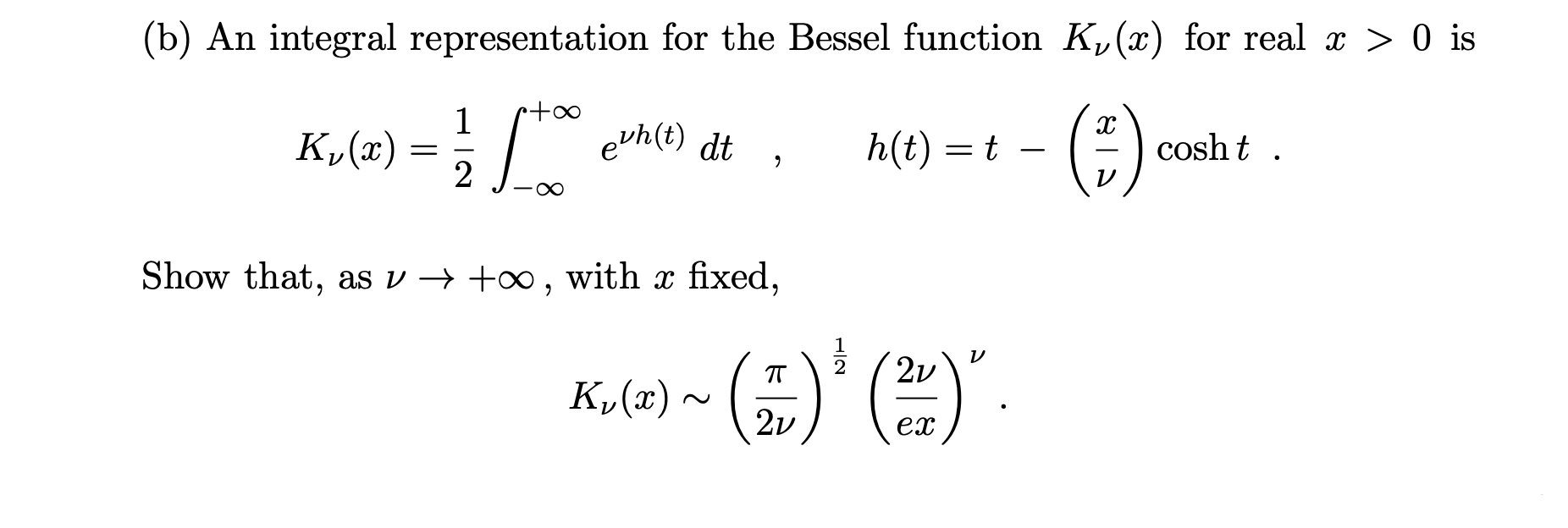 Solved B An Integral Representation For The Bessel Chegg