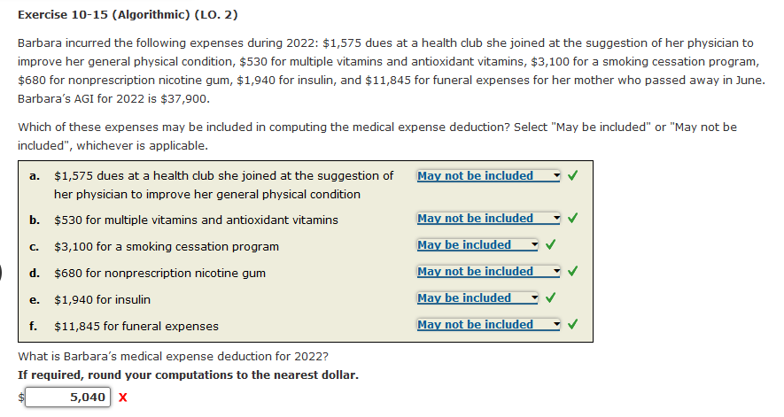 Solved Exercise 10 15 Algorithmic LO 2 Barbara Incurred Chegg