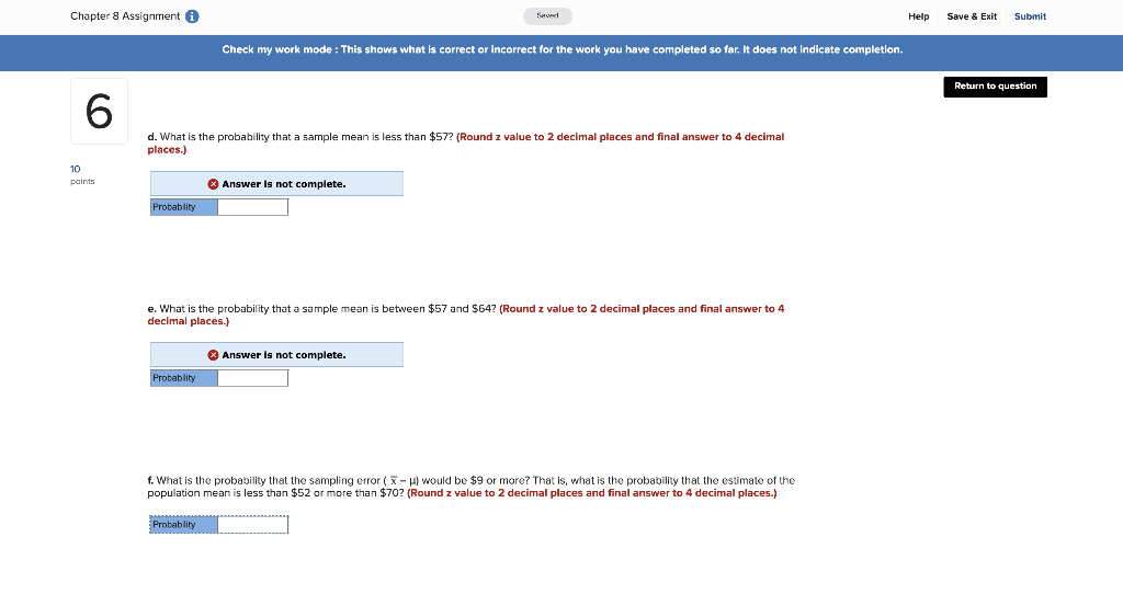 Solved Chapter 8 Assignment Seved Help Save Exit Submit Chegg