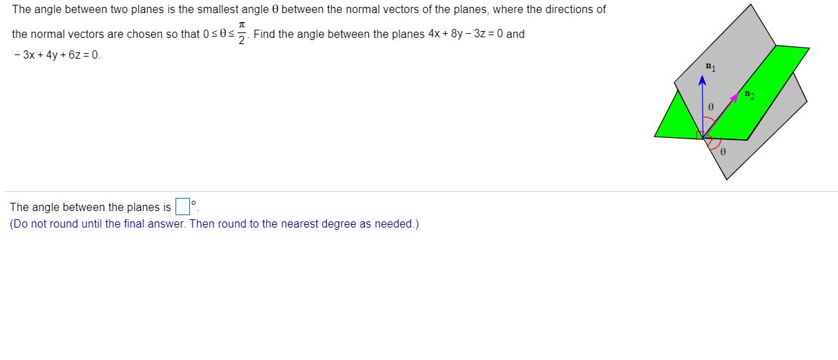 Solved The Angle Between Two Planes Is The Smallest Chegg