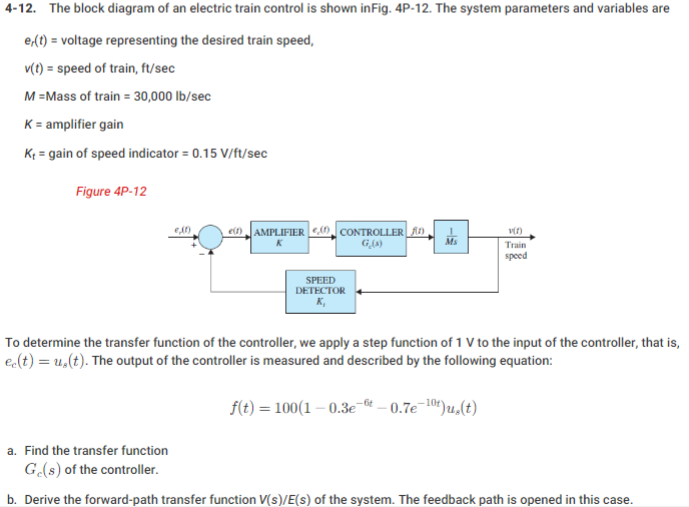 Solved The Block Diagram Of An Electric Train Control Chegg