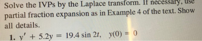 Solved Solve The IVPs By The Laplace Transform If Chegg