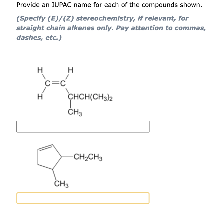 Solved Provide An Iupac Name For Each Of The Compounds Chegg