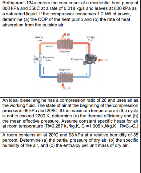 Solved Refrigerant A Enters The Condenser Of A Chegg