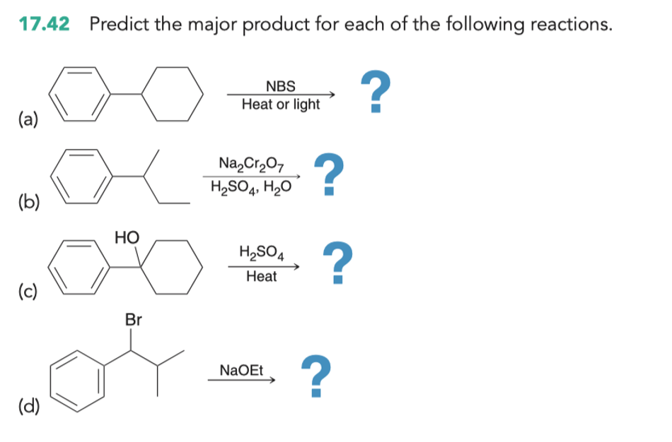 Solved Predict The Major Product For Each Of The Chegg