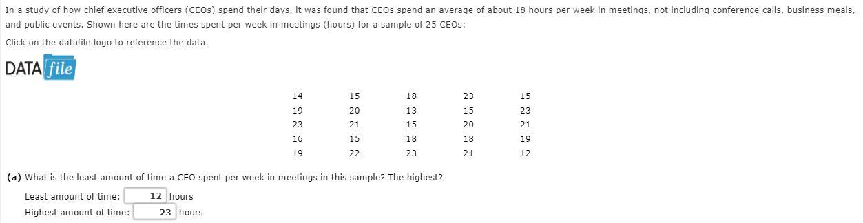 Solved In A Study Of How Chief Executive Officers Ceos Chegg