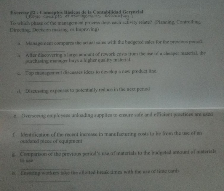 Solved Exercise 2 Conceptos Básicos de la Contabilidad Chegg