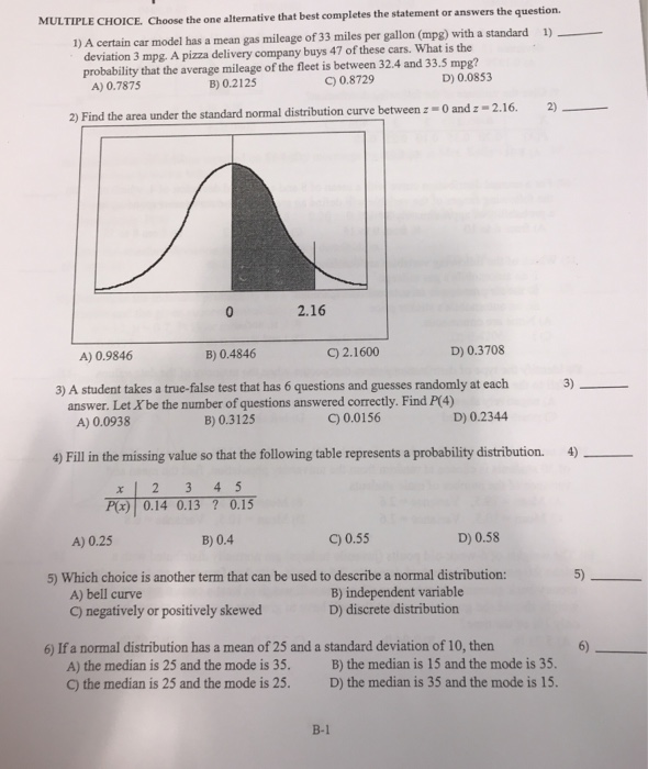 Solved Tiple Choice Choose The One Alternative That Best Chegg