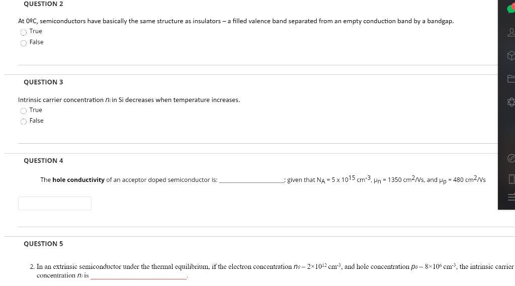 Solved QUESTION 2 At 0C Semiconductors Have Basically The Chegg