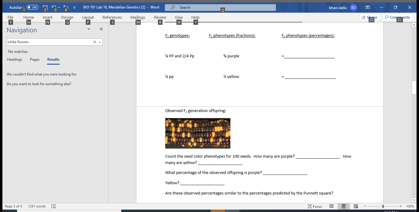 AutoSay 1 O Off BIO 101 Lab 10 Mendelian Genetics Chegg