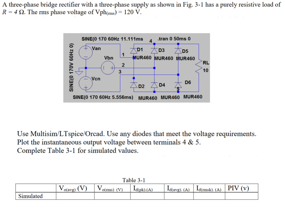 Solved A Three Phase Bridge Rectifier With A Three Phase Chegg