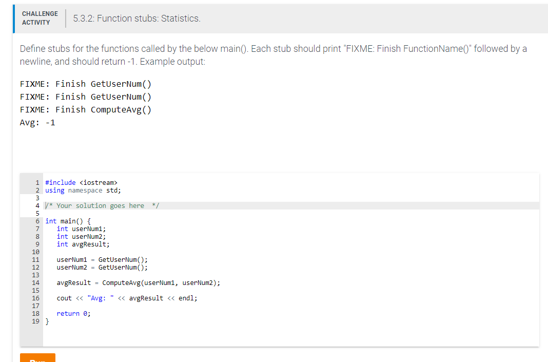 Solved Challenge Activity Function Stubs Statistics Chegg