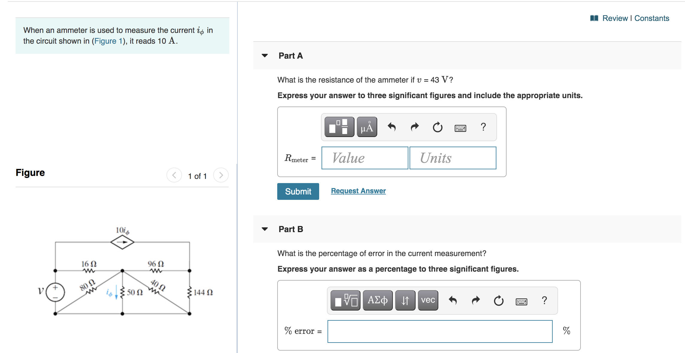 Solved When an ammeter is used to measure the current iϕ in Chegg