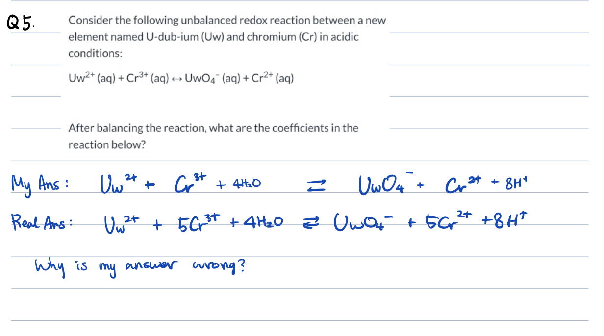 Solved Q Consider The Following Unbalanced Redox Reaction Chegg