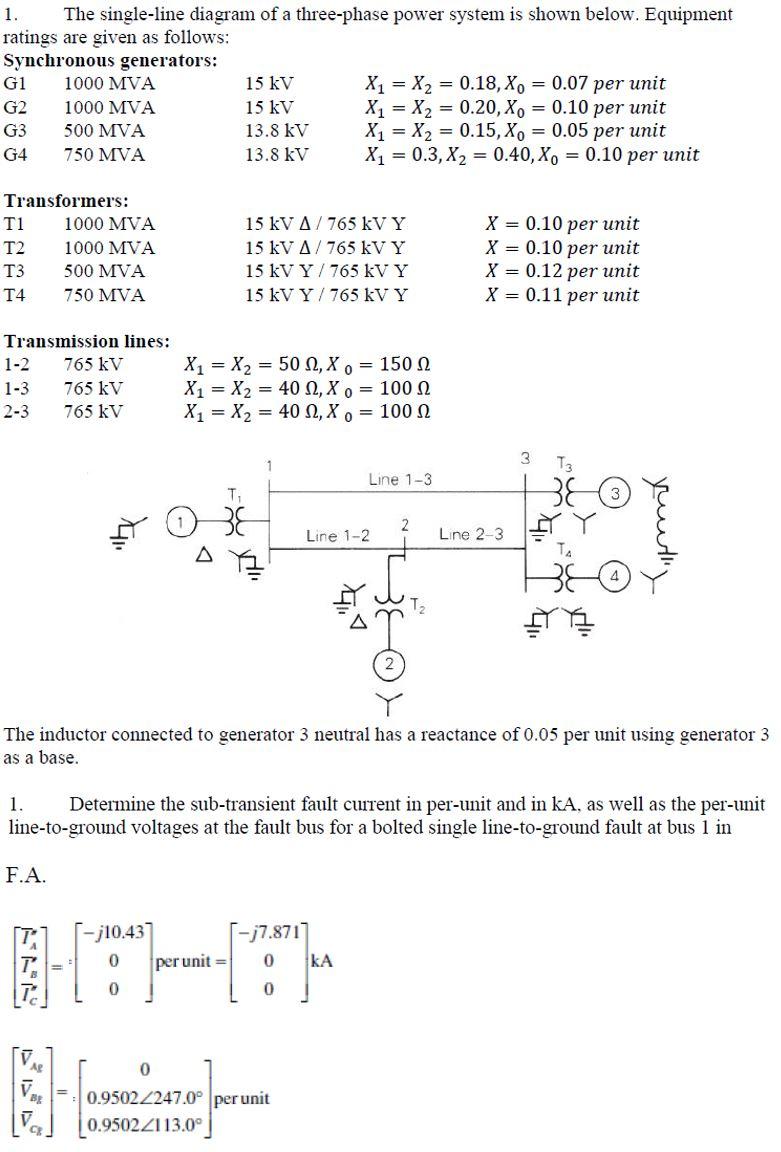 The Single Line Diagram Of A Three Phase Power Chegg