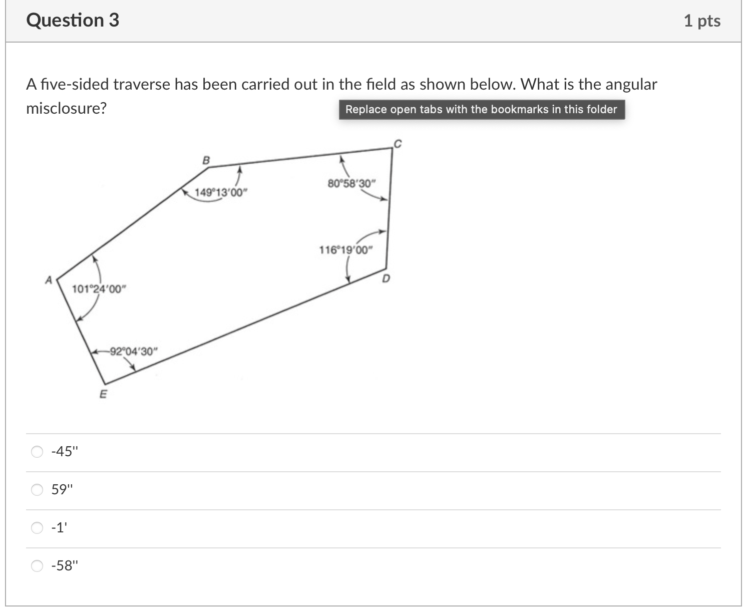 Solved A Five Sided Traverse Has Been Carried Out In The Chegg