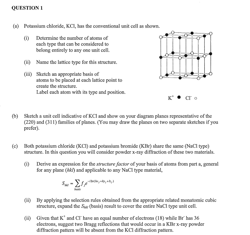 Solved Question A Potassium Chloride Kcl Has The Chegg