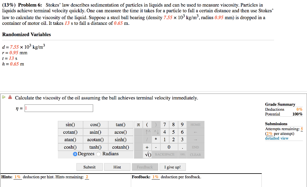 Solved 13 Problem 6 Stokes Law Describes Sedimentation Chegg