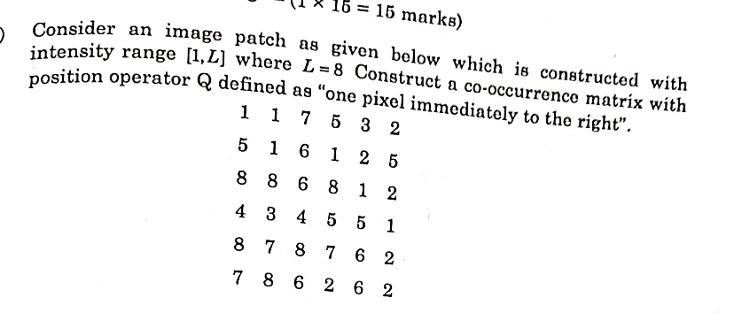 Solved Consider An Image Patch As Given Below Which Is Chegg