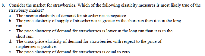 Solved Run Consider The Market For Strawberries Which Chegg