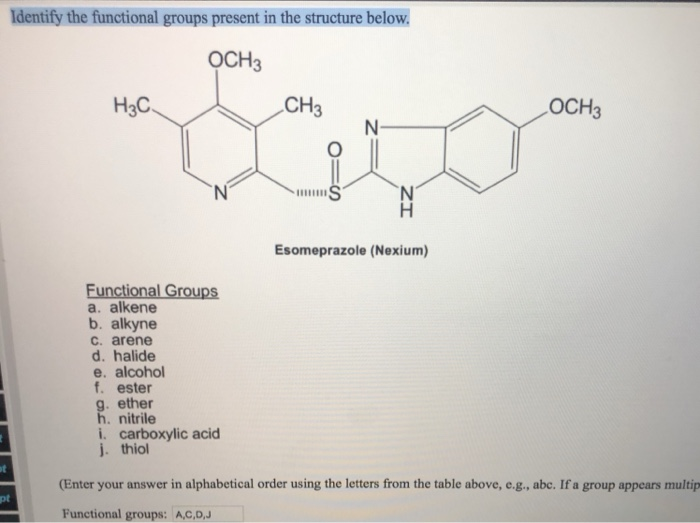 Solved Identify The Functional Groups Present In The Chegg