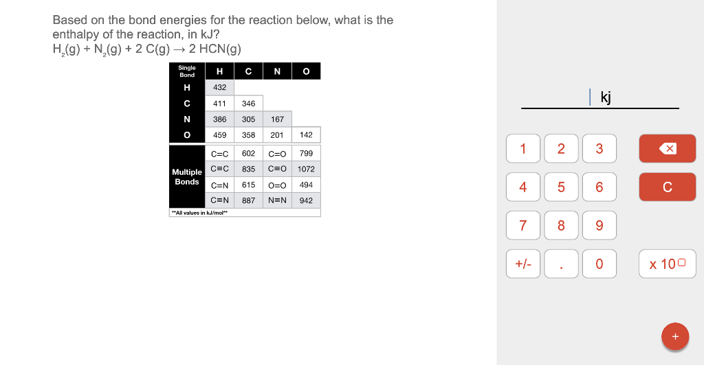 Solved Based On The Bond Energies For The Reaction Below Chegg