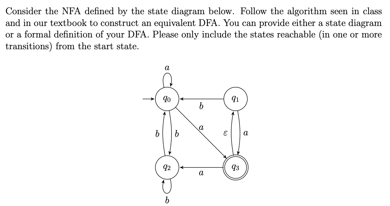 Solved Consider The NFA Defined By The State Diagram Below Chegg