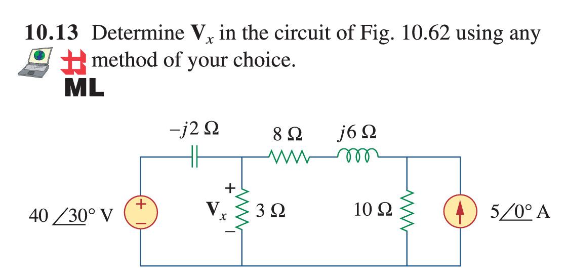 Solved 10 13 Determine Vx In The Circuit Of Fig 10 62 Using Chegg