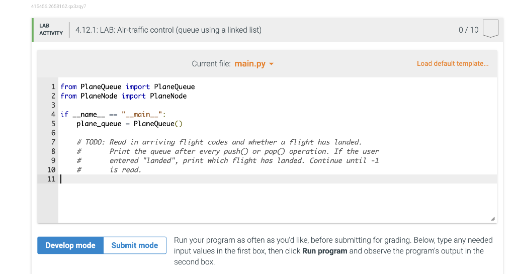 Solved Given A Partial Main Py And Planequeue Class In Chegg