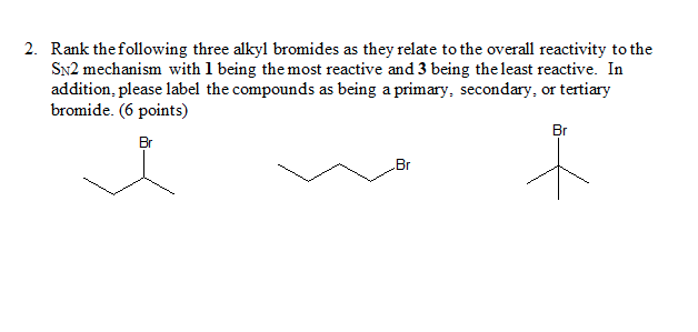 Solved 2 Rank The Following Three Alkyl Bromides As They Chegg