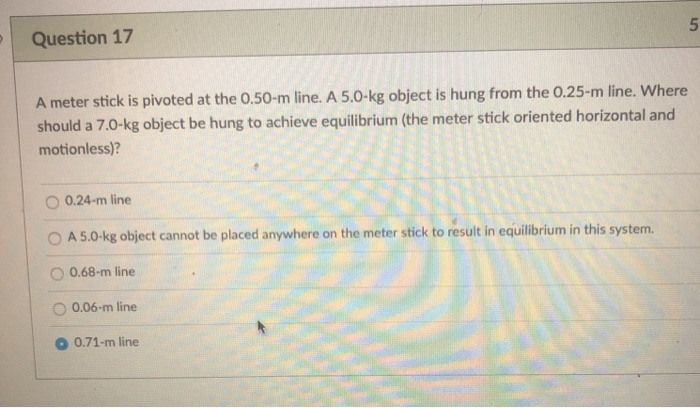 Solved Question A Meter Stick Is Pivoted At The M Chegg