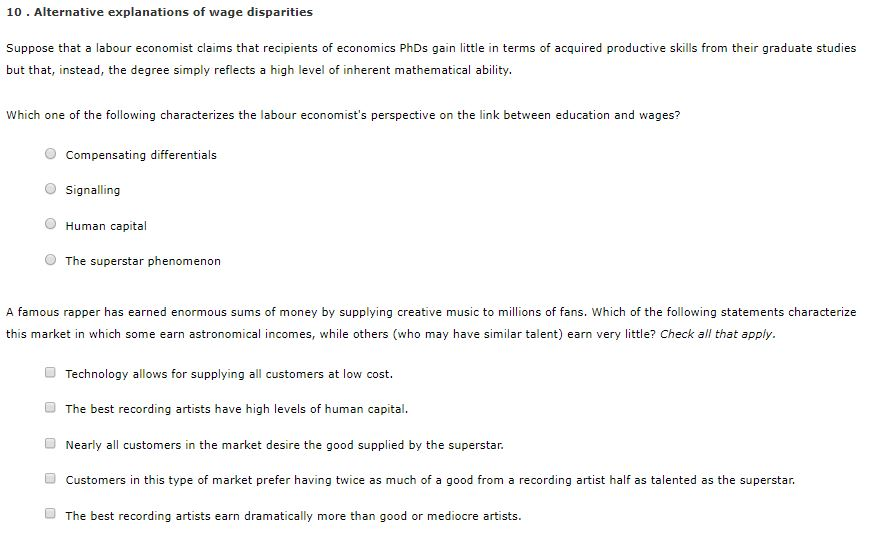 Solved 10 Alternative Explanations Of Wage Disparities Chegg