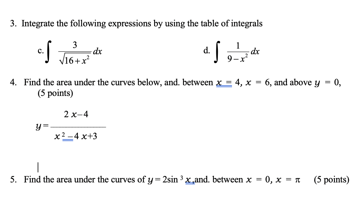 Solved 3 Integrate The Following Expressions By Using The Chegg