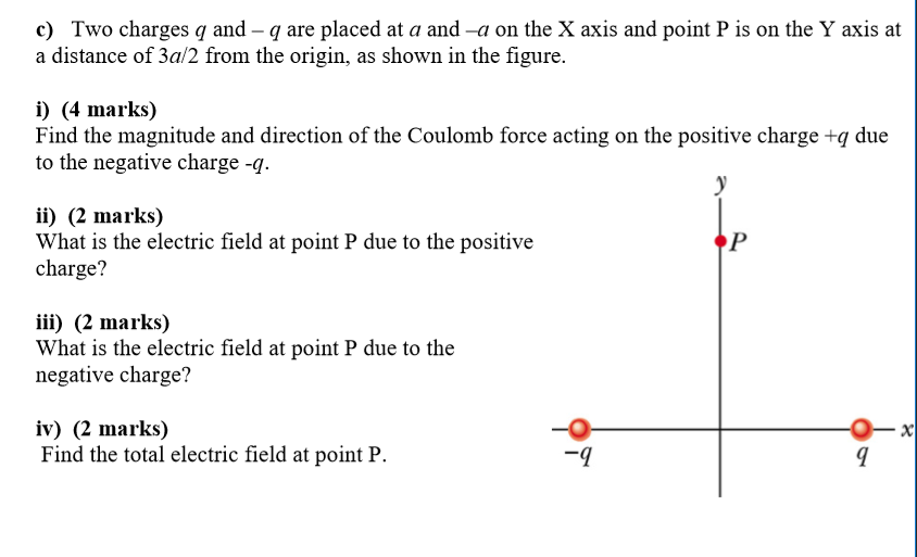 Solved C Two Charges Q And Q Are Placed At A And A On Chegg