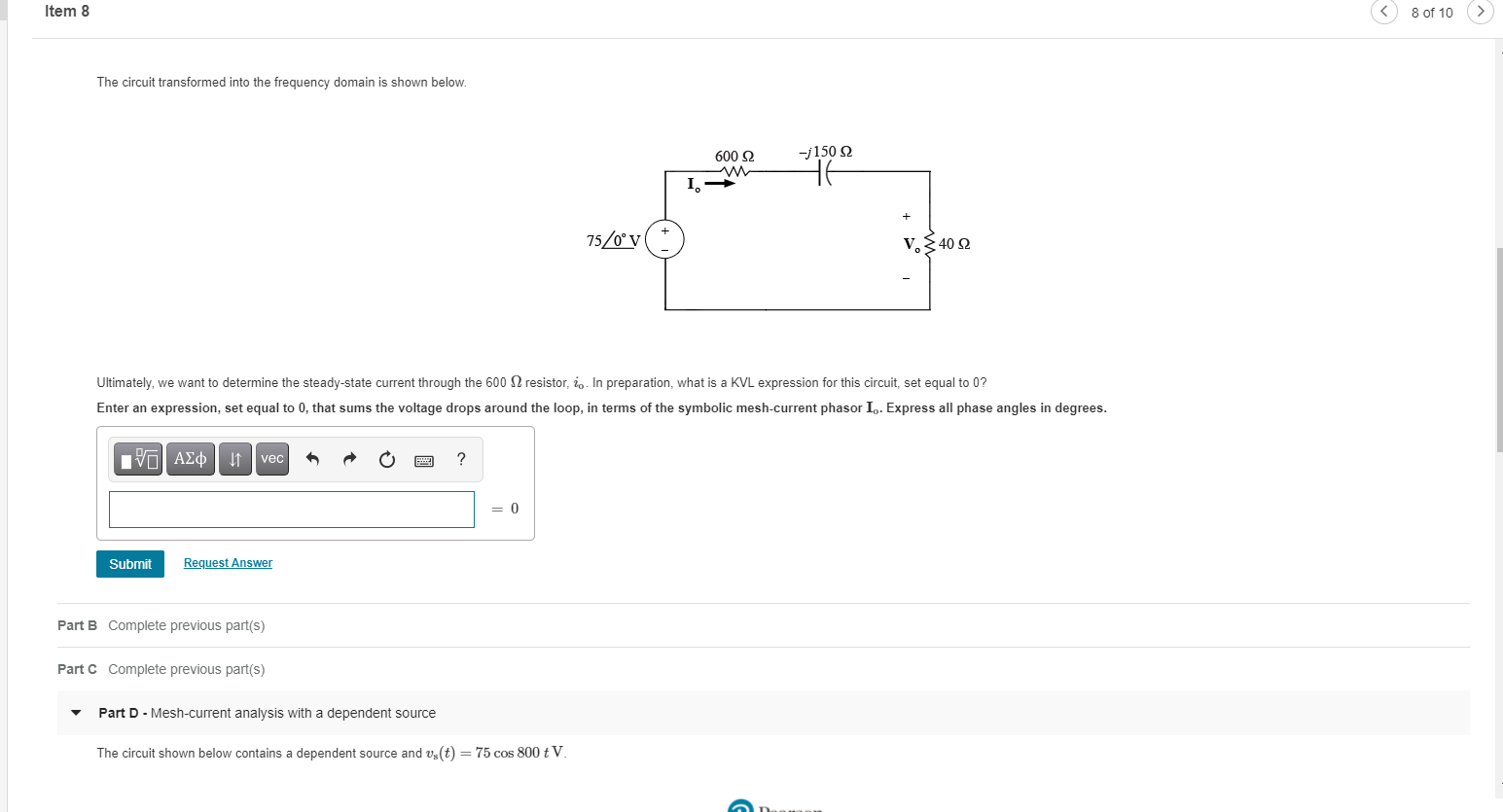 Solved Constants Learning Goal Use Phasor Techniques And Chegg