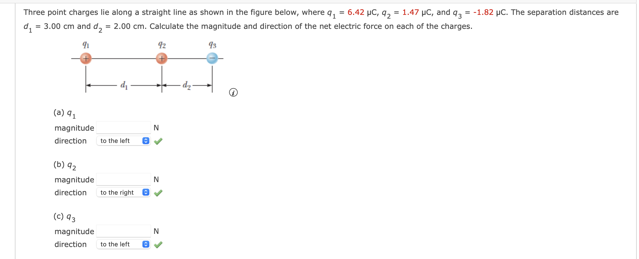 Solved Three Point Charges Lie Along A Straight Line As Chegg