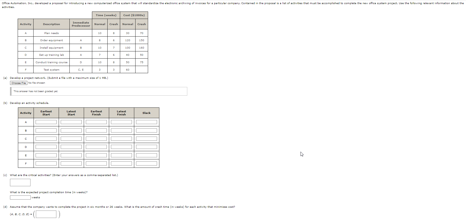 Solved Office Automation Inc Developed A Proposal For Chegg