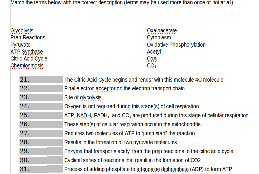 Solved Match The Terms Below With The Correct Description Chegg