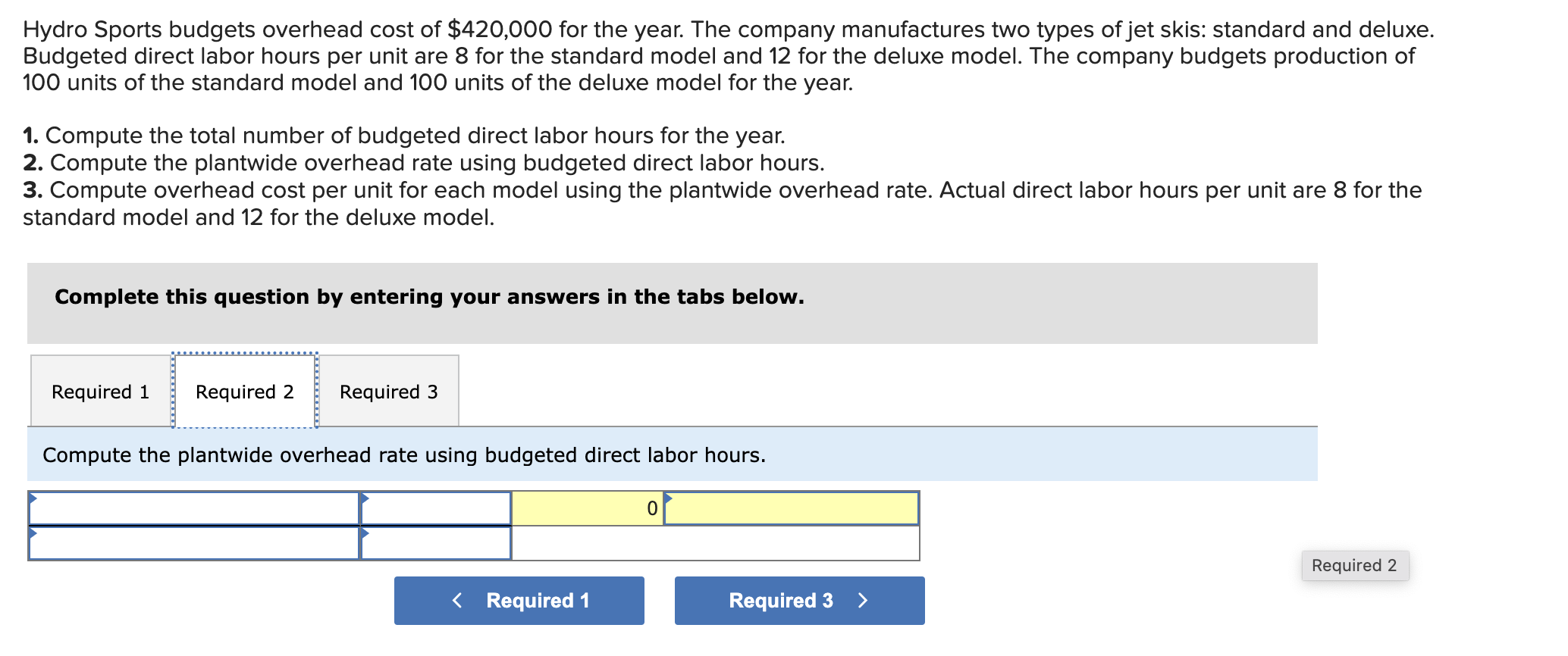 Solved Hydro Sports Budgets Overhead Cost Of 420 000 For Chegg