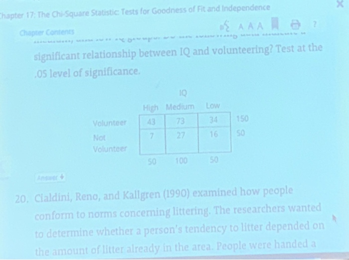 Solved A Senh This Course Chapter The Chi Square Chegg