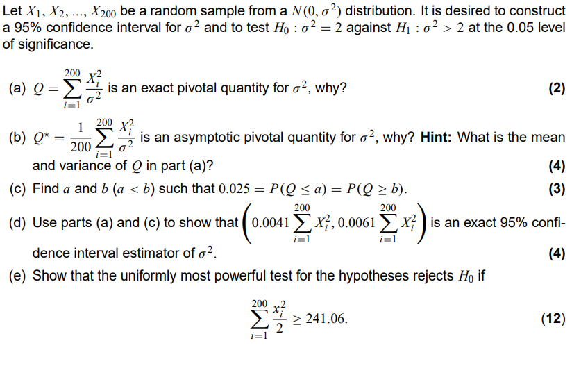 Solved Let X 1 X 2 Ldots X 200 Be A Chegg