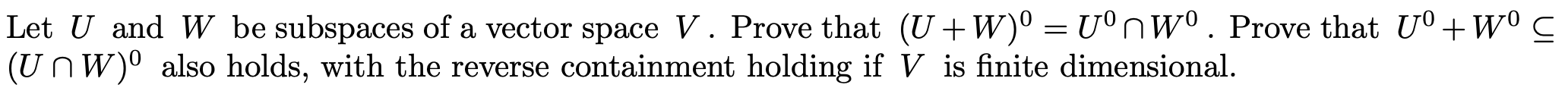 Solved Let U And W Be Subspaces Of A Vector Space V Prove Chegg
