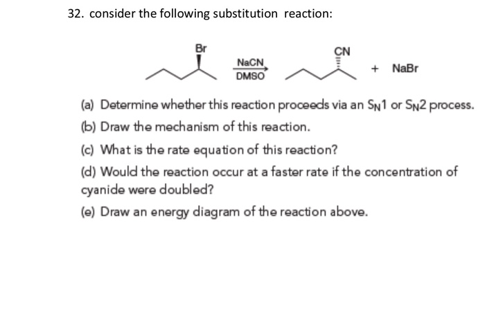 Solved Consider The Following Substitution Reaction A Chegg